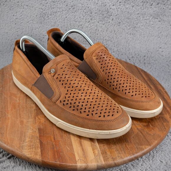 ECCO DISTRESSED SOLE PERFORATED BROWN LEATHER LOAFER MEN'S US 10 EUR 44 NICE - Picture 1 of 6